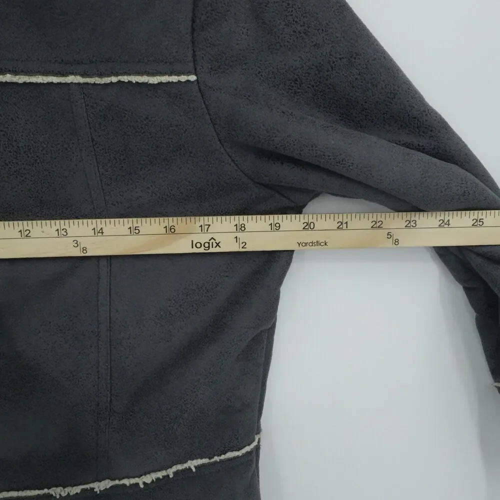 Prana Jacket Womens Small Gray‎ Faux Suede Sherpa Lined Esme Moto Boho Gorp